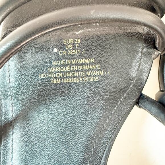 H&M Black Strappy Block Heel Sandals Size 5 - Picture 4 of 5